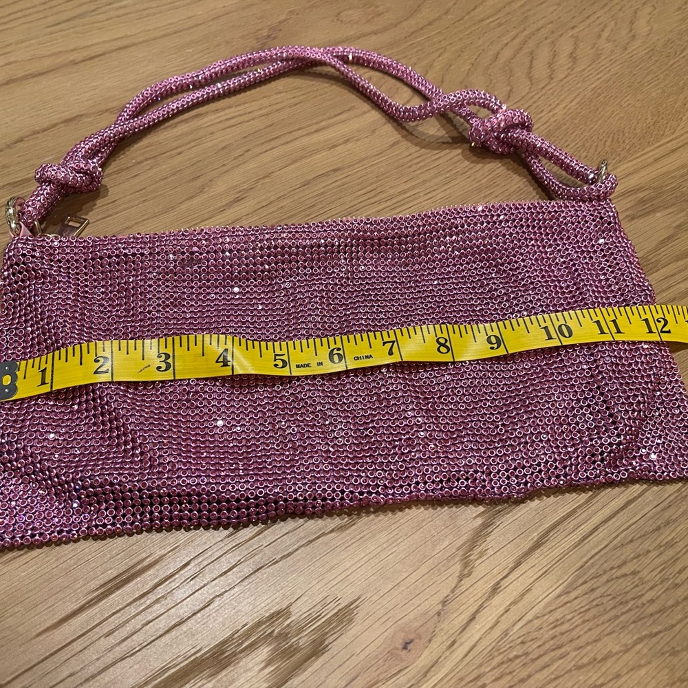 Pink Glo Mesh chain mail sparkle evening Bag - Picture 5 of 6